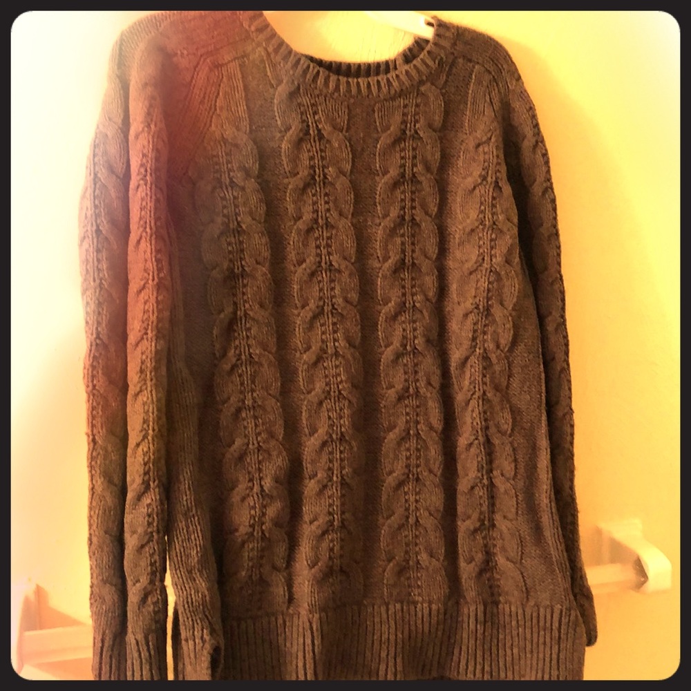 LOFT Brown Cable Knit Sweater
